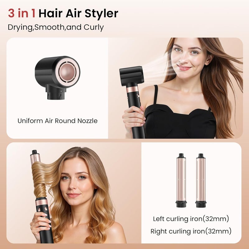 MESCOMB Dual Voltage 3 in 1 Hot Hair Styler – High-Speed Hair Dryer with Air Styler with Long Barrel Air Styler, European Hair Tools Styling, Fast Drying and Quick Styling, Travel Case,Gifts for Women - Image 2